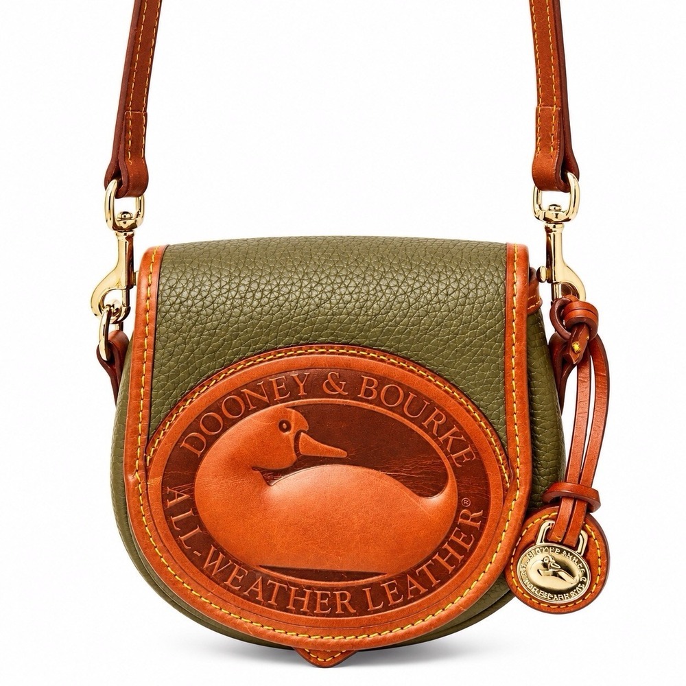 Dooney & Bourke All Weather Leather Duck Saddle Crossbody Olive Green